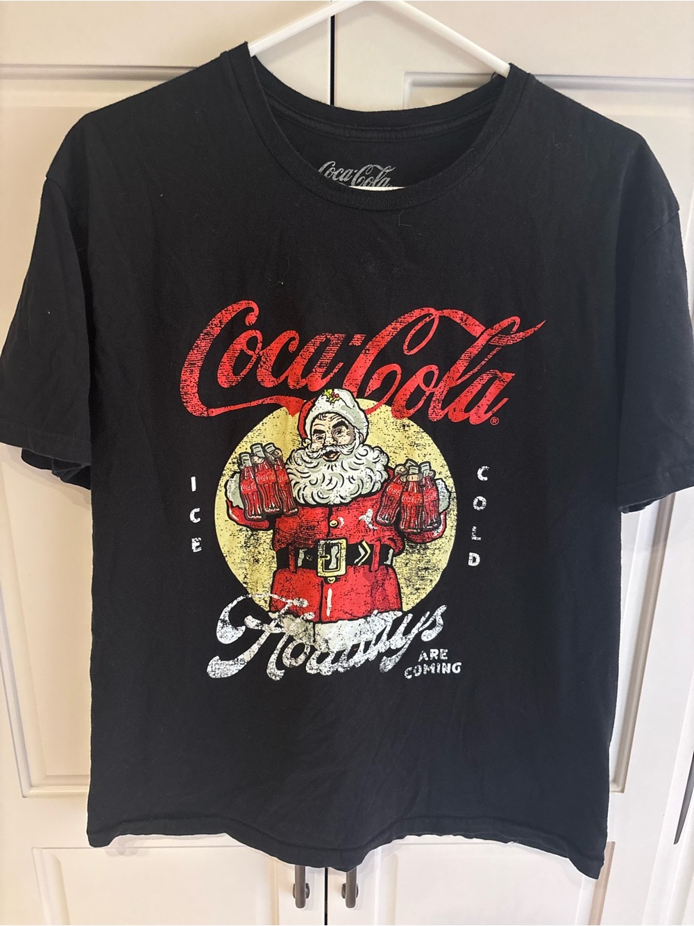 Coca Cola Black Santa Graphic Tee - Black/Red- large